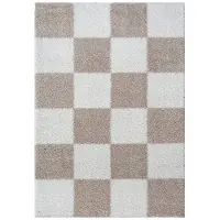 Muratap Milano geblokt hoogpolig vloerkleed modern creme- 120x170 cm