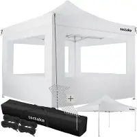 TecTake Paviljoen Vouwpaviljoen - Opvouwbaar en Waterdicht - Tuinpaviljoen met Zijpanelen - Inclusief Haringen en Tas - Terrasoverkapping, Partytent (wit, 3 x 3 m / 4 zijdelen)