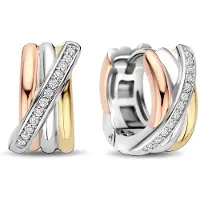 Ti sento Dames Oorbellen - 925 zilver - Zilver geel verguld rosé verguld - 7960ZT
