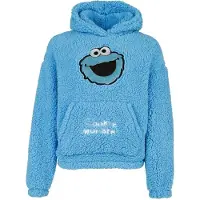 Sesame Street Trui met capuchon - Cookie Monster - S tot XXL - voor Vrouwen - blauw - Maat M