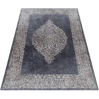 Muratap Fiesta wasbaar vloerkleed laagpolig barok design grijs woonkamer