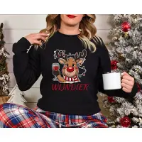 B&C Wijndier trui - kersttrui - foute kersttrui - Unisex - Kerst - Christmas - Feestdagen - Grappige trui - Wijn - Kerstman - Foute kerst - Maat L
