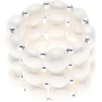 ATELIERS SAINT GERMAIN Ring met 3 Rijen - Handgemaakt - van Echte Zoetwaterparels - KLEUR NATUURLIJK WIT - 4 mm