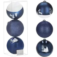 Springos Kerstballen | 3 Stuks | 15 cm | Blauw | Wit