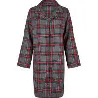 Happy Shorts Dames nachthemd lange mouw flanel rood/grijs geruit