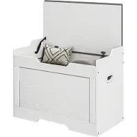 HOMCOM -Aufbewahrungstruhe-Polyester, Spanplatte-75L x 40B x 56H cm-Weiß