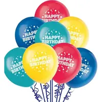 Party Time Happy Birthday Ballonnen 12 Stuks | Verjaardagsballonnen | Feest Ballonnen | Helium Ballonnen | Latex Ballonnen | Birthday Balloons | Feest Decoratie | Gekleurde Ballonnen | 23 cm | Happy Birthday