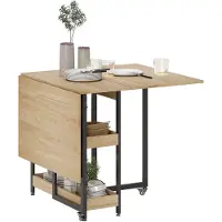 HOMCOM Opklapbare eettafel - Spaanplaat - 133,4x80x75cm - Eiken