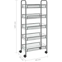 vidaXL Keukentrolley 5-laags 46x26x105 cm ijzer grijs