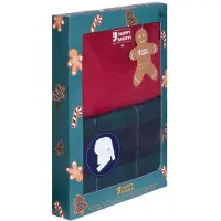 Happy Shorts Heren kerst pyjama set shirt + broek giftbox rood/groen geruit flanel