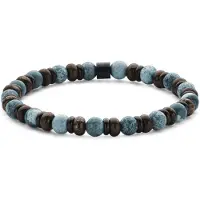 Frank 1967 7FB-0834 – – Heren Armband – Kralenarmband 6 mm – Blauwe Apatiet – Zwartkleurig