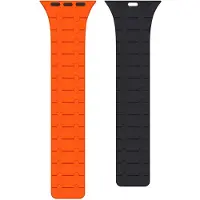 Rixus Magnetic Silicone Band For Apple Watch 42mm, 44mm, 45mm, 49mm Orange And Midnight