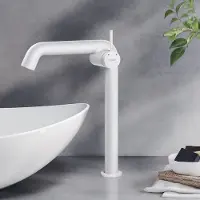 Emke Wastafelkraan - Waterbesparend Mengkraan - Incl. Aansluitingen - Hoge Uitloop 26cm - Wit