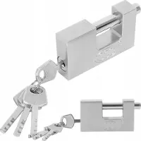 Handmet Massief stalen slot 60 mm mat nikkel met 4 sleutels