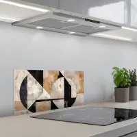 KitchenYeah Spatscherm 70x30 cm - Zelfklevende achterwand Abstract - Modern - Geometrisch - Pastel - Keuken muurbeschermer - Spatwand fornuis