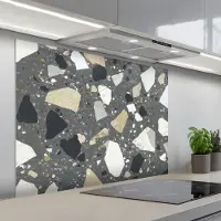 KitchenYeah Spatscherm 100x75 cm - Zelfklevende achterwand Terrazzo - Decoratie - Interieur - Stenen - Keuken muurbeschermer - Spatwand fornuis