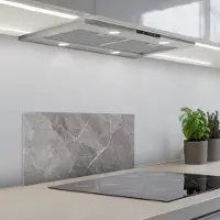 KitchenYeah Spatscherm 70x30 cm - Zelfklevende achterwand Marmer - Grijs - Keuken muurbeschermer - Spatwand fornuis