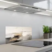 KitchenYeah Spatscherm 60x30 cm - Zelfklevende achterwand Kunst - Abstract - Grijs - Industrieel - Keuken muurbeschermer - Spatwand fornuis