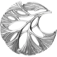 MOOYE ® - Collectie Zilveren Ginkgo blad in rond Art Nouveau Jugendstil XL hanger
