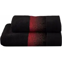 Texpol Madera Katoenen Handdoek 50x90cm Zwart/Bordeaux - Zacht & Absorberend