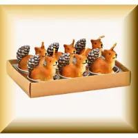 Wurm Waxinelichtjes - Eekhoorn – 4×5×4 cm – Set van 6 – Bruin -