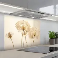 KitchenYeah Spatscherm 80x60 cm - Zelfklevende achterwand Zonlicht - Paardenbloem - Botanisch - Bloemen - Keuken muurbeschermer - Spatwand fornuis