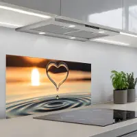 KitchenYeah Spatscherm 80x40 cm - Zelfklevende achterwand Hart - Water - Zonsondergang - Natuur - Zen - Keuken muurbeschermer - Spatwand fornuis