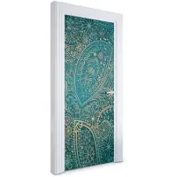 Wallfluent Deursticker - Etherische patronen Deurposter - 85 x 205 cm - Blauw Deur Sticker - Moderne Deur Sticker - Abstractie Deurfolie - Deursticker voor de Badkamer - Deurbehang