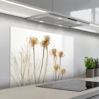KitchenYeah Spatscherm 100x65 cm - Zelfklevende achterwand Droogbloemen - Natuur - Botanisch - Keuken muurbeschermer - Spatwand fornuis