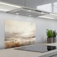 KitchenYeah Spatscherm 70x50 cm - Zelfklevende achterwand Kunst - Industrieel - Grijs - Bruin - Abstract - Keuken muurbeschermer - Spatwand fornuis