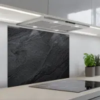 KitchenYeah Spatscherm 90x70 cm - Zelfklevende achterwand Beton - Zwart - Industrieel - Keuken muurbeschermer - Spatwand fornuis