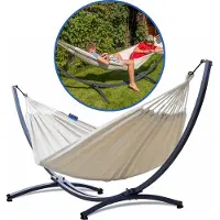 Potenza Hangmat met Hangmat Standaard 2 Persoons– 2 Persoons – Extra Stabiel Frame tot 220 kg – Duurzame Hangmatset – Grande Roma