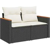 vidaXL Tuinbank Set 11 st 10-Aantal zitplaatsen Zwart en Crème