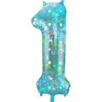 Folat - Folieballon Cijfer 1 Galactic Aqua - 86 cm