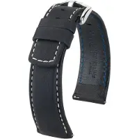 Hirsch Hirsh Horlogeband Mariner Zwart - Leer - 24mm