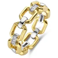 Ti sento Dames Ring - 925 zilver - Zirkonia met geel verguld - Maat 18.50 mm / maat 58 - 12292ZY