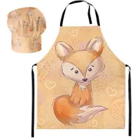 Ferocity - Kinderkeukenset: Koksmuts + Kinderschort 2-delige Set - met klittenband - Unisex - Oranje vos