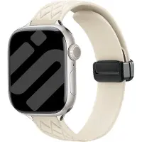 Strap-it D-Buckle Siliconen Diamond Bandje – stijlvol, lichtgewicht, zweetbestendig, verstelbaar – Beige – geschikt voor Apple Watch 1/2/3/4/5/6/7/8/9/10/11/SE