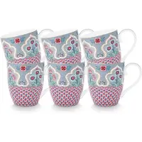Pip studio Flower Festival Mokken - Theemok - Koffiemok met Oor - Servies set van 6 - 450ml