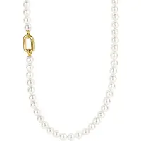 Ti sento Dames Ketting - 925 zilver - Parel met geel verguld - Maat 48 - 34050YP