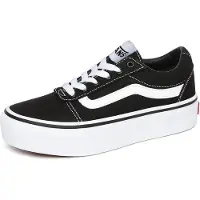 Vans Youth Ward Platform Canvas Black White-Schoenmaat 31