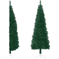 vidaXL Kunstkerstboom half met standaard smal 150 cm groen