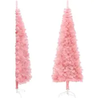 vidaXL Kunstkerstboom half met standaard smal 150 cm roze