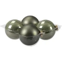 Othmar decorations Bellatio Decorations Kerstballen - 4 st - graniet groen - 10 cm - mat/glans - Kerstboomversiering