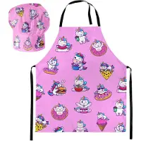 Ferocity - Kinderkeukenset: Koksmuts + Kinderschort 2-delige Set - met klittenband - Unisex - Eenhoorn Baby