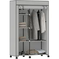 HOMCOM Stoffen kledingkast - Staal - 103x43x162,5cm - Lichtgrijs