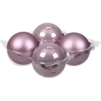 Othmar decorations Grote kerstballen - 4x st - salie paars/lichtpaars - 10 cm - glas - glans/mat