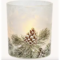 Wurm Theelichthouder dennenappel decor glas wit (B/H/D) 9x10x9cm