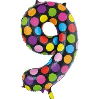 Wefiesta Folie Ballon Cijfer 9 Stippen XL 86cm