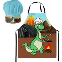 Ferocity - Kinderkeukenset: Koksmuts + Kinderschort 2-delige Set - met klittenband - Unisex - Dino